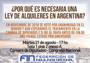 Lee más sobre el artículo Realizaremos una jornada por la Ley de Alquileres en el Congreso Nacional